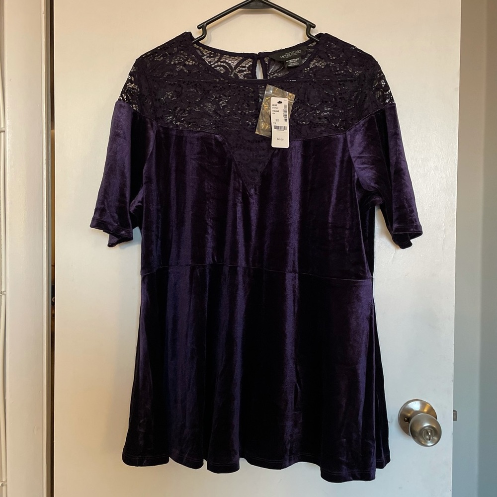 Michel Studio Lace Peplum Blouse - Size 2X